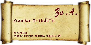 Zsurka Arikán névjegykártya
